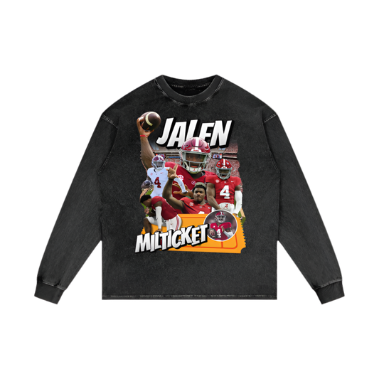 Jalen MILTICKET Acid Wash Oversize Long Sleeve T-Shirt - 250 GSM