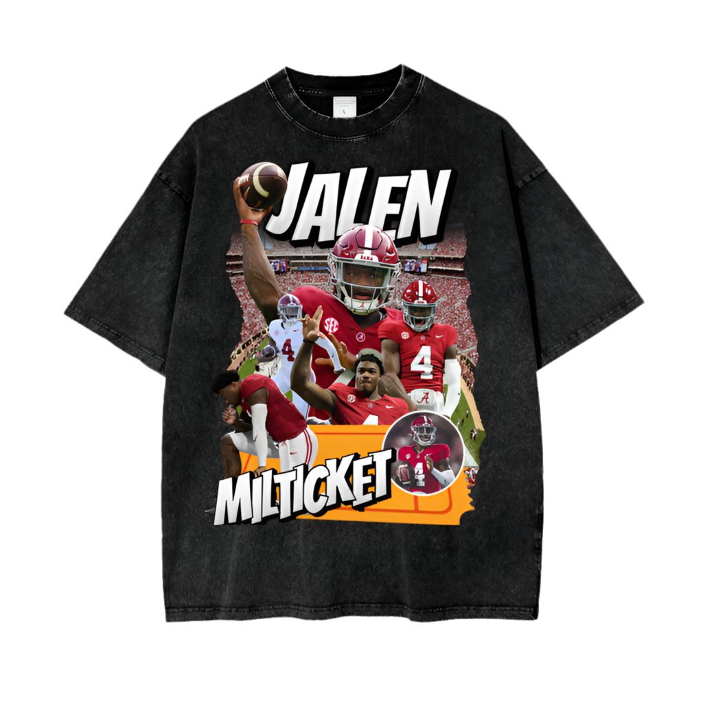 JALEN MILROE Acid Wash Oversize T-Shirt - 250 GSM