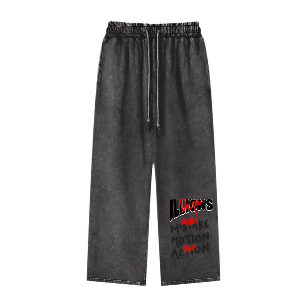 Acid Wash Straight Leg Pants - 360 GSM