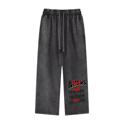 Acid Wash Straight Leg Pants - 360 GSM